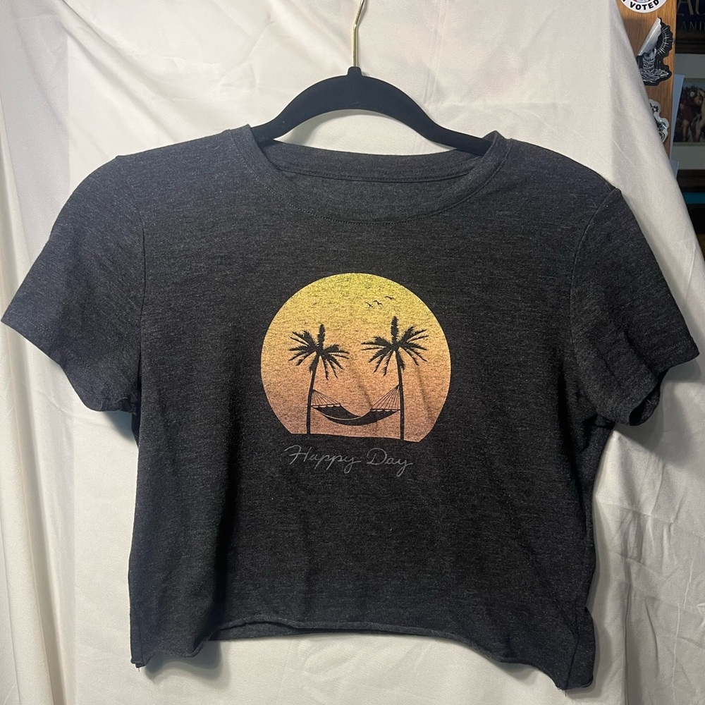 Aeropostale grey medium hand cropped t shirt